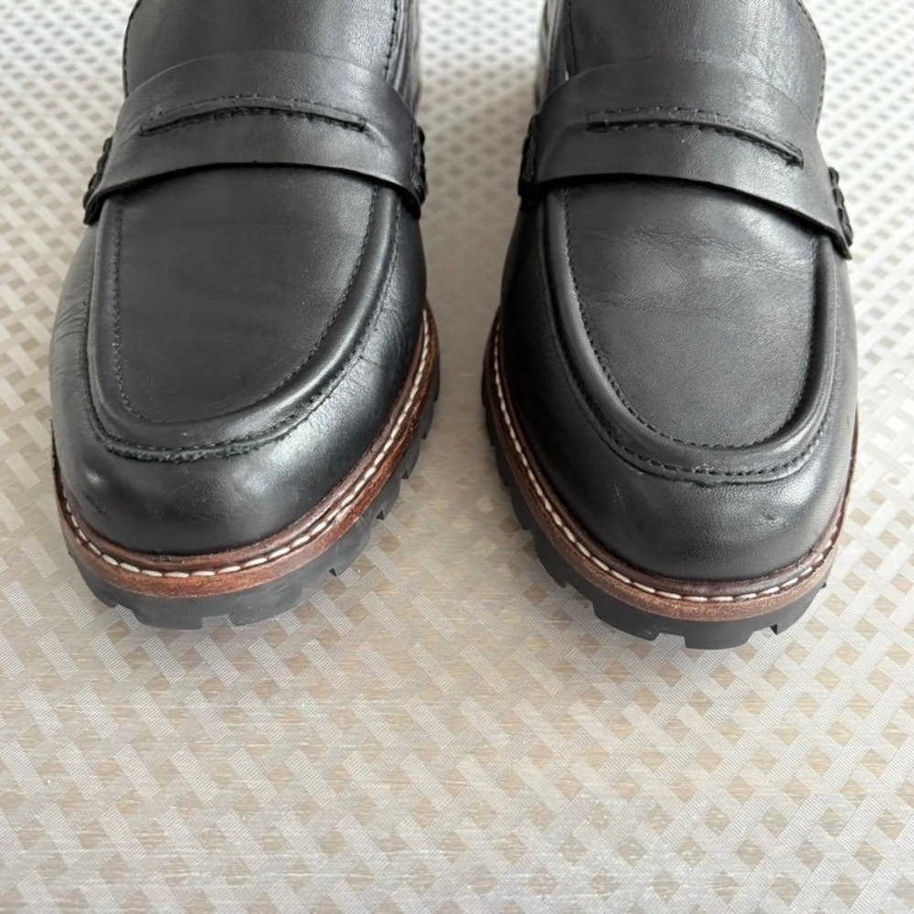 Madewell Black The Corrine Leather Lugsole Loafers Women's Size 8 - Picture 3 of 9